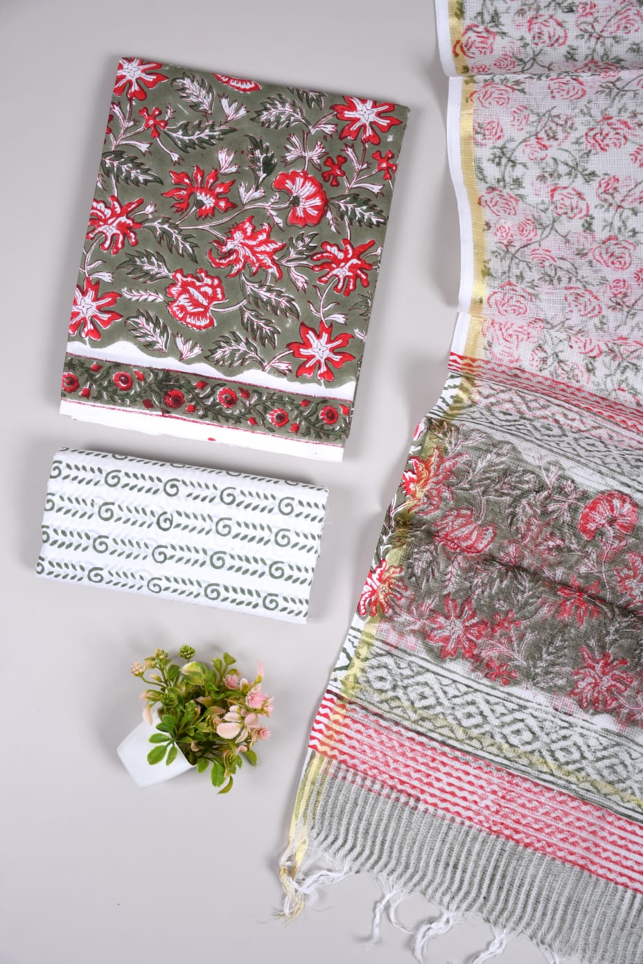 Elegant Pure Cotton Hand Block Print Dress Material – Khatri Creations