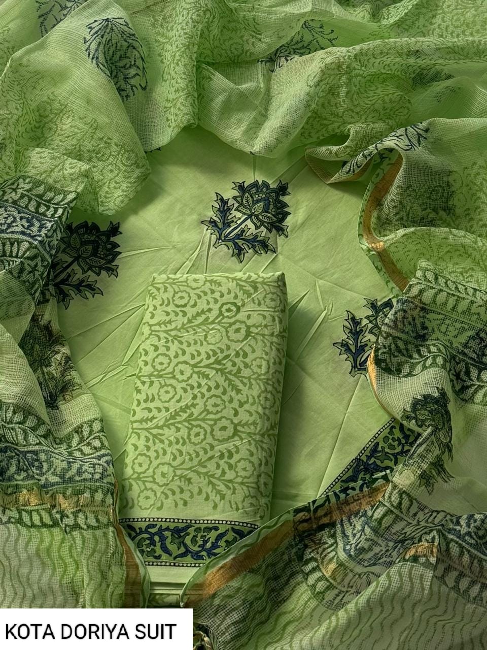 Elegant Pure Cotton Hand Block Print Dress Material with Kota Doria Du – Khatri Creations