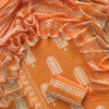 Vibrant Orange Paisley Motif Pure Cambric Cotton Unstitched Dress Material