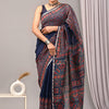 Pure Ajrakh Print Chanderi Silk Saree with Zari Border – Handwoven Traditional Ethnic Wear