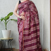 Deep Wine & Off-White Artisanal Botanical Chanderi Silk Saree