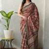 Rust Red & Beige Kalamkari-Style Chanderi Silk Saree