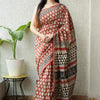 Brick Red & Cream Oval Jaal Chanderi Silk Saree