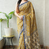 Mustard Yellow & Off-White Floral Booti Chanderi Silk Saree