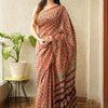 Rust Red & Off-White Floral Star Jaal Chanderi Silk Saree