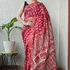 Vibrant Crimson Red & Off-White Floral Booti Chanderi Silk Saree