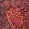 Brick Maroon & Mustard Dandelion Dabu Hand-Block Printed Pure Cotton Unstitched Suit Set