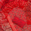 Crimson Red & Navy Blue Geometric Ajrakh Hand-Block Printed Pure Cotton Unstitched Suit Set