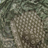 Sage Green & Off-White Floral Crown Hand-Block Printed Cotton Unstitched Suit Set with Chiffon Dupatta