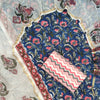 Indigo Blue & Pink Floral Cotton Suit Set with Kota Doria Dupatta
