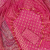 Vibrant Rani Pink Floral Cotton Suit Set with Kota Doria Dupatta