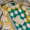 Emerald Green & Off-White Paisley Medallion Hand-Block Printed Cotton Unstitched Suit Set with Kota Doria Dupatta