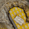 Mustard Yellow & Black Paisley Leaf Hand-Block Printed Cotton Unstitched Suit Set with Kota Doria Dupatta