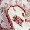 Crisp White & Crimson Red Floral Booti Hand-Block Printed Cotton Unstitched Suit Set with Kota Doria Dupatta