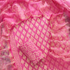 Bright Pink & Beige Floral Booti Hand-Block Printed Unstitched Suit Set with Kota Doria Dupatta