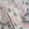 Jaipuri Floral Motif & Scalloped Wave Pure Cambric Cotton Unstitched Dress Material