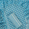 Ocean Aqua & White Floral Motif Pure Cambric Cotton Dress Material Set