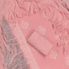 Pastel Peach & White Floral Hand-Block Printed Pure Cotton Unstitched Suit Set