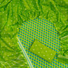 Handcrafted Lime Green Geometric Check & Bandhani Printed Pure Cotton Unstitched Suit Set