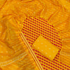 Radiant Haldi Yellow Geometric Grid & Bandhani Hand Block Printed Cotton Dress Material Set