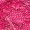 Rani Pink & Metallic Gold Floral Booti Hand-Block Printed Cotton Unstitched Suit Set with Cotton Malmal Dupatta