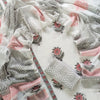 Coral Pink Floral Boota & Grey Chevron Hand Block Printed Cotton Dress Material Set