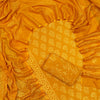 Mustard Yellow Sunburst Booti & Leafy Stem Block Printed Cotton Unstitched Dress Material
