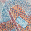 Peach & Sky Blue Floral Booti & Geometric Block Printed Cotton Unstitched Dress Material