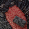 Rustic Red &amp; Charcoal Black Folk Motif Hand Block Printed Cotton Dress Material Set