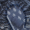 Deep Navy Blue & White Geometric Lattice & Floral Booti Block Printed Cotton Unstitched Dress Material
