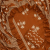 Terracotta Rust Floral Bouquet Hand Block Unstitched Cotton Suit Set