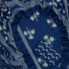 Midnight Indigo Floral Bouquet Hand Block Unstitched Cotton Suit Set
