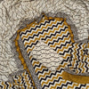 ☀️ Mustard Chevron &amp; Wave Hand Block Unstitched Cotton Dress Material Set