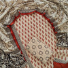 Terracotta Leaf &amp; Floral Wheel Hand Block Printed Cotton Dress Material Set