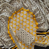 Sunshine Yellow Paisley &amp; Geometric Hand Block Printed Cotton Dress Material Set