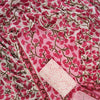 Blush Pink &amp; Magenta Ginkgo Leaf Hand Block Printed Cotton Dress Material Set