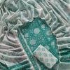 Sea Green & White Floral Hand Block Printed Cotton Dress Material Set