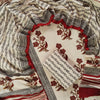 Rust Red Floral Boota & Black Wave Hand Block Printed Cotton Dress Material Set