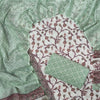 Sage Green Floral Jaal &  Bandhani Hand Block Printed Cotton Dress Material Set