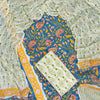 Handcrafted Sky Blue & Peach Floral Jaal Printed Pure Cotton Unstitched Suit Set