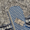 Handcrafted Royal Blue Leaf Booti & Abstract Grid Printed Pure Cotton Unstitched Suit Set