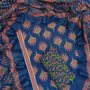 Handcrafted Navy Blue & Pink Floral Tree Printed Pure Cotton Unstitched Suit Set