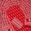 Crimson Red & White Floral Chevron Cotton Unstitched Dress Material