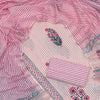 Pastel Pink Floral & Striped Cotton Unstitched Dress Material