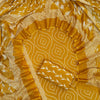 Vibrant Mustard Yellow Bandhani & Leaf Cotton Unstitched Dress Material