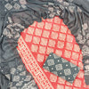 Coral Red & Slate Grey Botanical Leaf Cotton Unstitched Dress Material