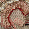 Handcrafted Off-White, Rust Red & Black Geometric Block Printed Pure Cotton Unstitched Suit Set