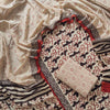 Handcrafted Off-White & Terracotta Floral Vine Printed Pure Cotton Unstitched Suit Set
