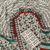 Handcrafted Off-White, Crimson Red & Green Floral Jaal Printed Pure Cotton Unstitched Suit Set