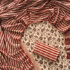 Beige & Rust Red Floral Leheriya Cotton Unstitched Suit Set